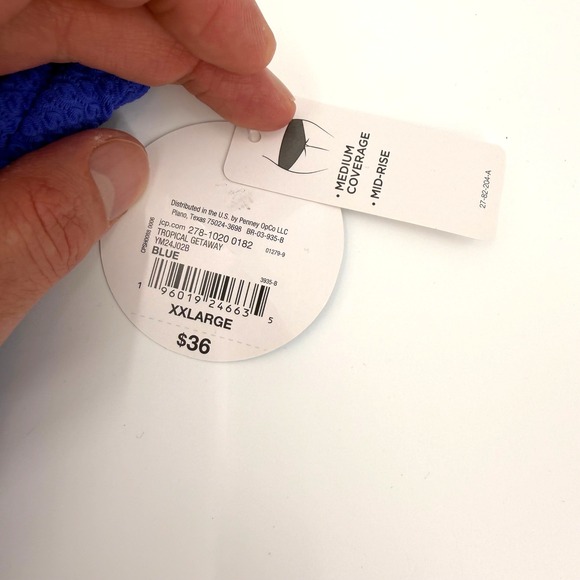 Decree Blue Textured Mid Rise Medium Coverage Bikini Bottom XXL NEW - Picture 3 of 10